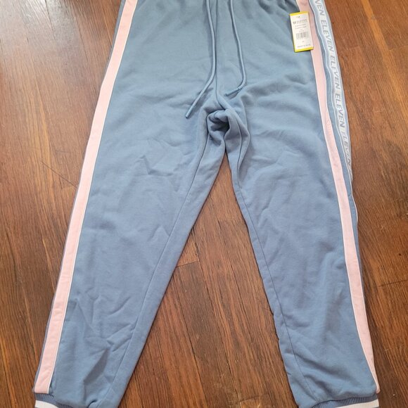 Eleven by Venus Williams Women's Sky Blue and Pink Stripe Courtside Joggers XL - Picture 3 of 6